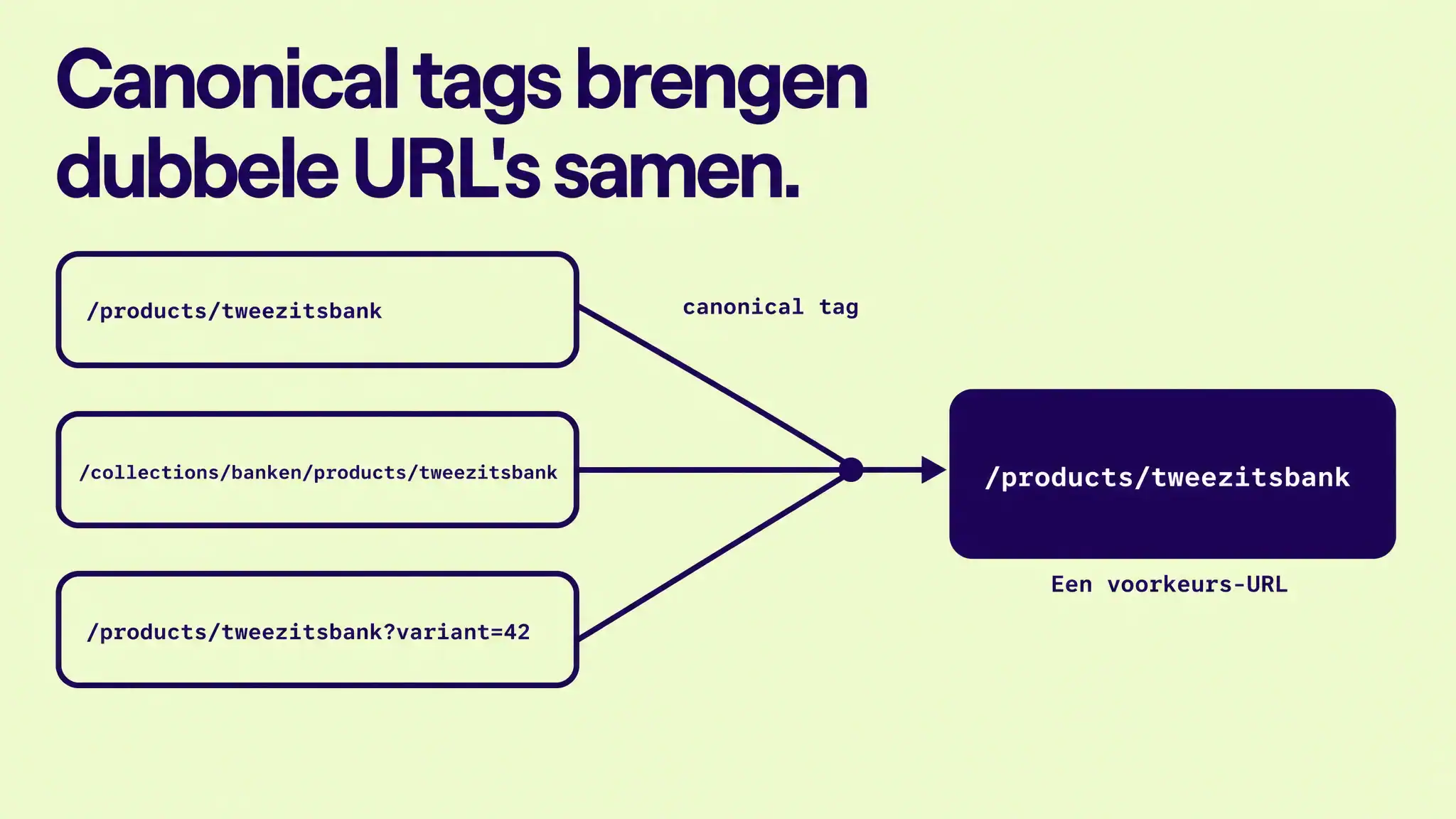 Hoe Shopify canonical tags dubbele en gefilterde product-URL's samenbrengen in één voorkeurs-URL onder /products/