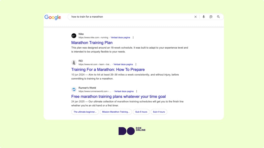 Example of an optimized title tag & meta description.