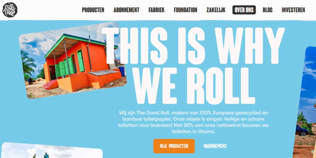 The Good Roll brand banner reading "This is why we roll" with photos of houses